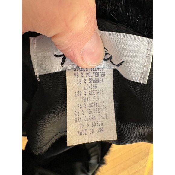 Vintage Patra Off The Shoulder Faux Fur Trim Stretch Velvet Top Size 10 - Picture 12 of 13